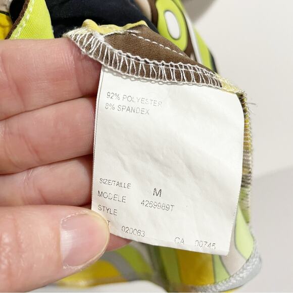 Citrine Women medium Yellow Abstract Art To Wear Half Sleeve Button Front Blouse - Picture 5 of 5